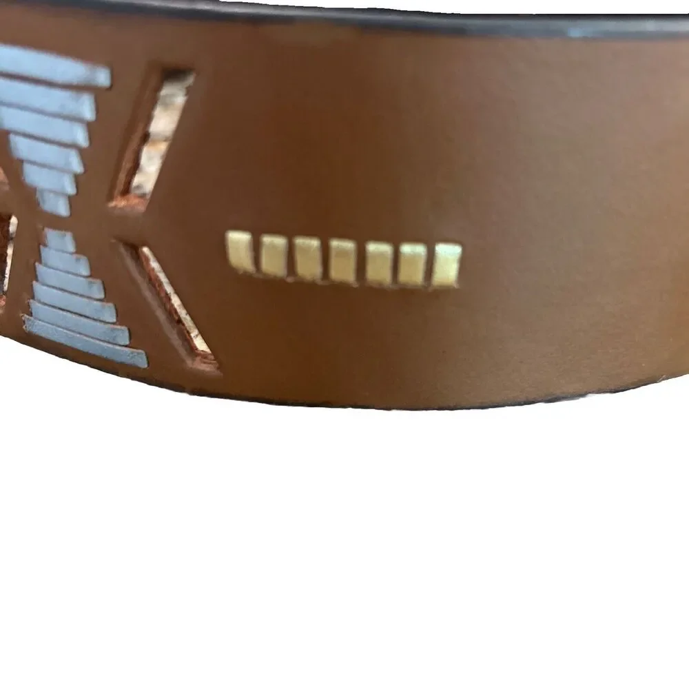 Cuirum Barcelona Spain Leather Designer Wide Belt Hand Tooling Size 95 EUC‎